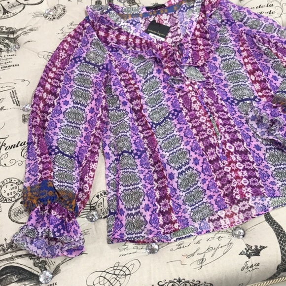 Nanette Lepore Silk Chiffon Ruffled Top - Picture 3 of 7